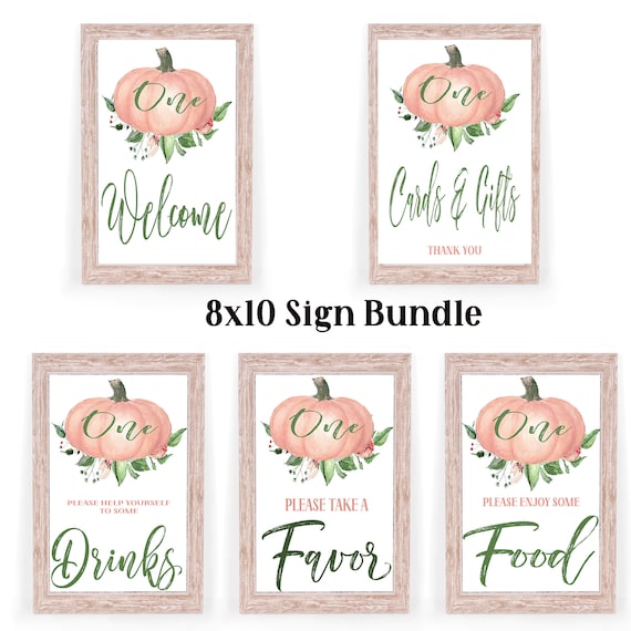 Pink Pumpkin First One Birthday Party Sign Printable Il_570xn