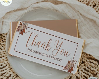 Fall Wedding Chocolate Favors |Fall Candy Bar Label| Autumn Wedding | Fall Wedding Thank You Candy Bar| Fall Chocolate Favors Wedding Guests