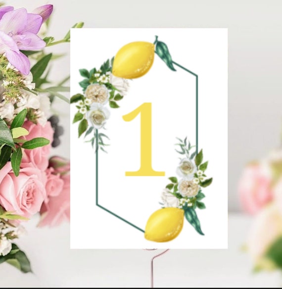 Wedding Lemon Floral Table Numbers |Printable | Instant Download Il_570xn