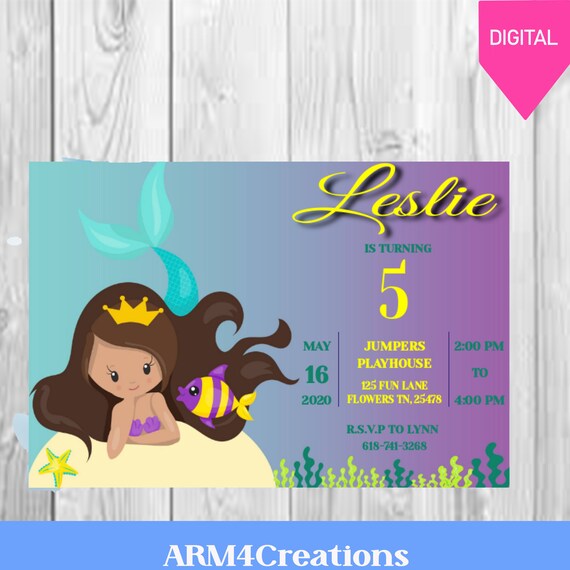 Mermaid Party Invite Printable Il_570xn