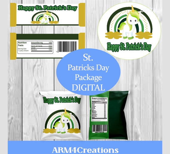 Kids St. Patricks Favors | Rainbow | Unicorn | Printable Il_570xn