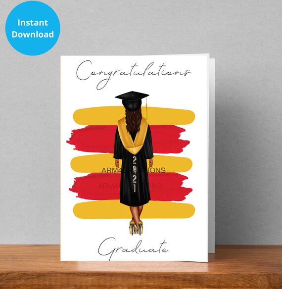Printable College Graduate | High School Graduate| African American Woman| Instant Download Il_570xn