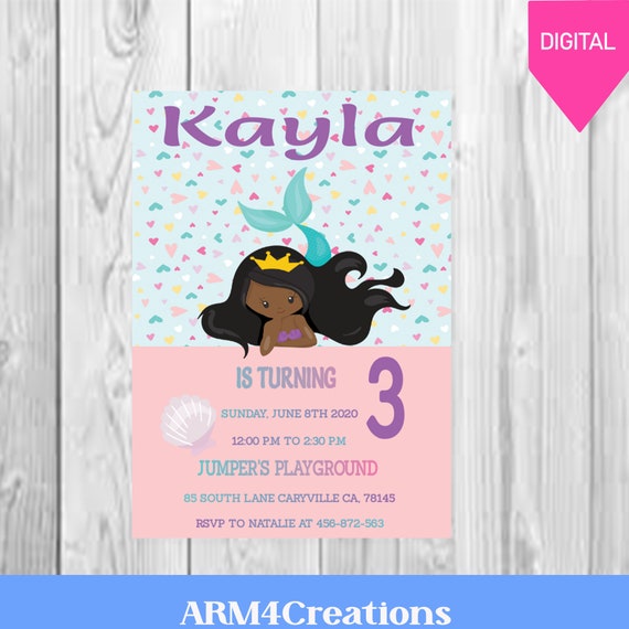 Mermaid Invite Printable | Mermaid Birthday Invitation Il_570xn