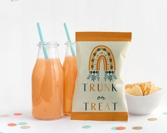 Trunk Or Treat Chip Bag Printable| Trunk Or Treat Favors | Halloween Favors | Party Chip Bag| Instant Download| Halloween Snacks| Rainbow