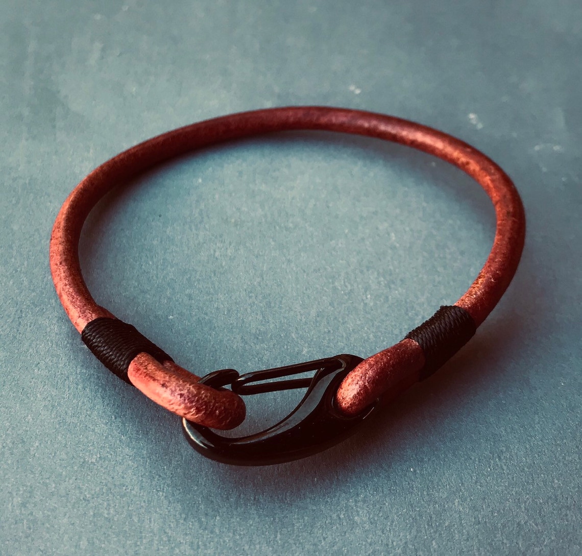 Lobster Clasp Leather Bracelet/ Hook Bracelet/ Unisex Etsy