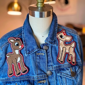 Rudolph & Clarice Chainstitch Embroidered Iron On Patch Set