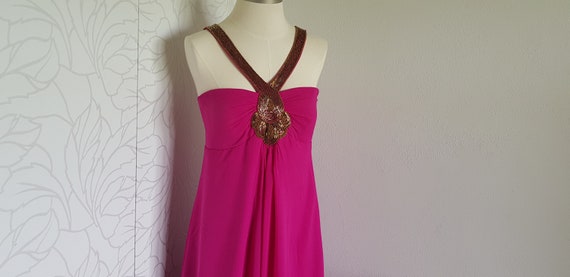 magenta silk dress