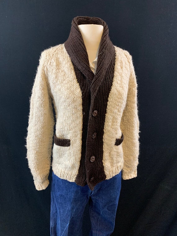 Bespoke vintage shawl collar contrast trim wool ca