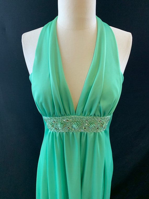 Vintage Jack Bryan 2 piece mint green beaded maxi… - image 5