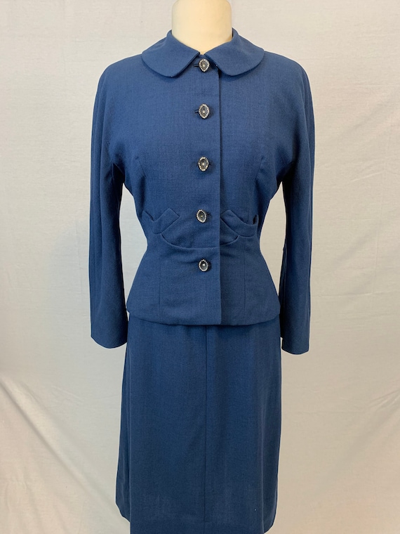 Blue Victory 1940's skirt suit