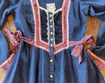 Gunne Sax by Jessica Denim and Calico dress