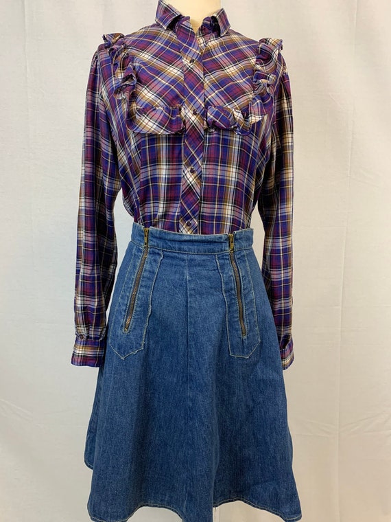 zippered 70's denim mini skirt - image 1