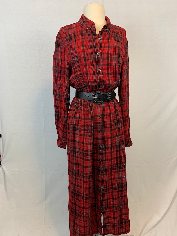 Plaid midi shirtdress