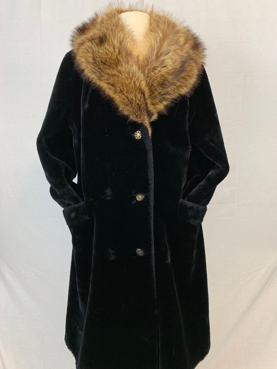 Faux fur with raccoon collar coat