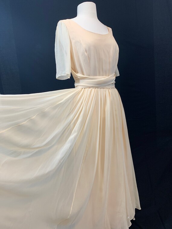 Ivory sheer silk tie waist dress