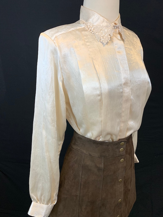 Romantic satin and lace blouse
