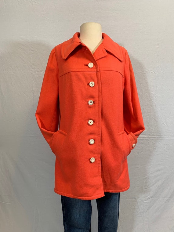 Coral Pink Wool Car Coat