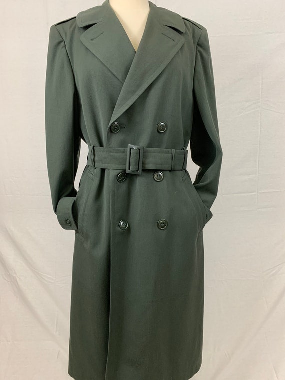 Military wool gabardine trench coat