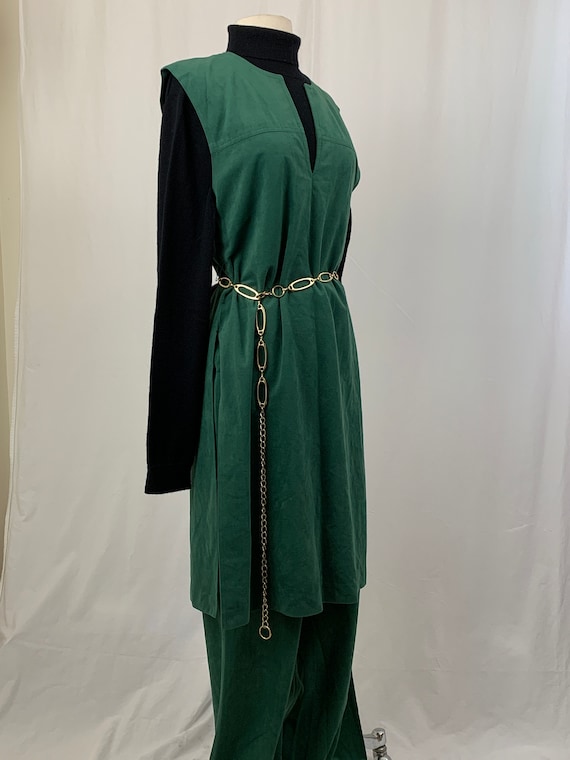 70's tunic pantsuit green