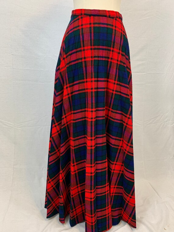 Plaid accordion pleat maxi skirt