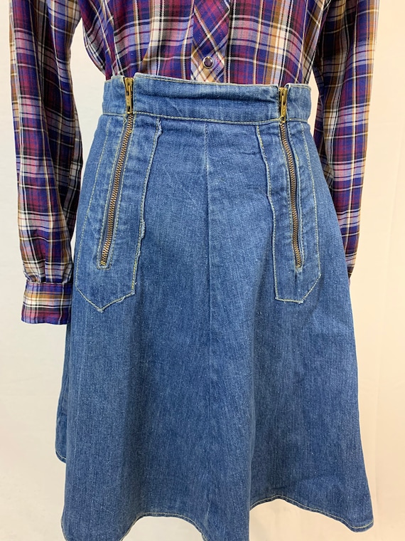 zippered 70's denim mini skirt - image 2