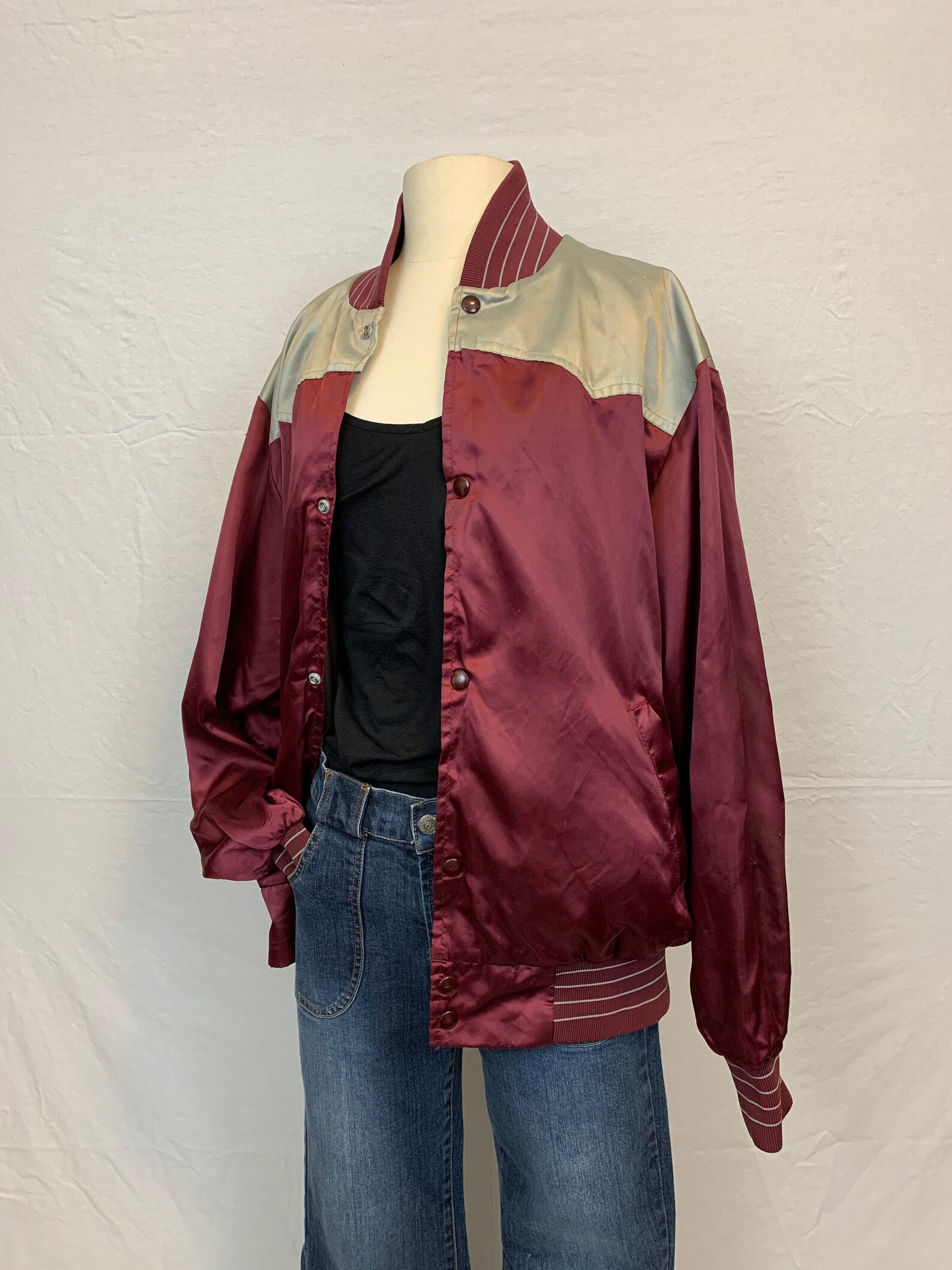 Vintage Western Yoke Satin Bomber Fire Department Jacket Etsy