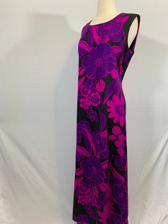Pink and purple tropical print maxi dress