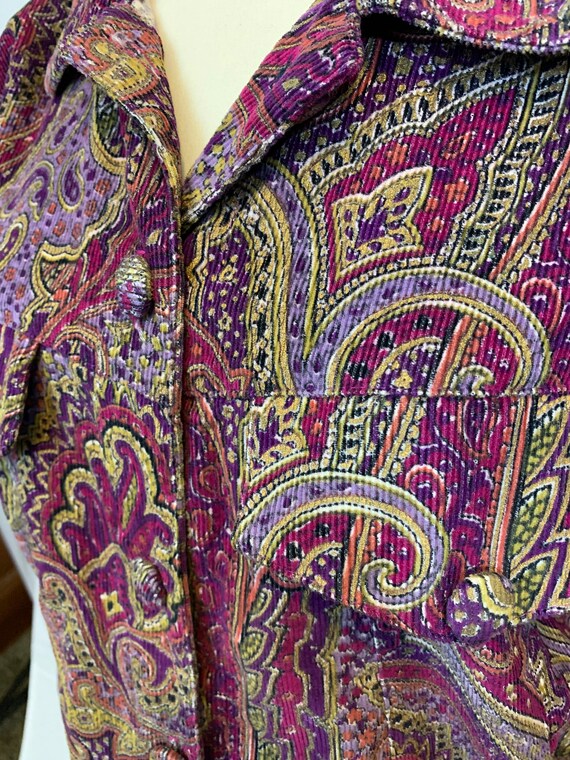 Paisley corduroy crop trucker jacket
