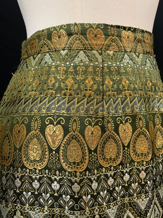 vintage gold, green ,silver metallic brocade penci