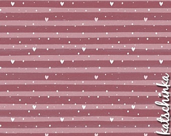 Bio Sommersweat #Dots & Hearts Stripes // Winterstoffe, Winterwald, Mädchen, Meterware, Panelstoff // Katschinka