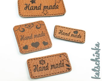 Kunstleder Label - Handmade (4 Stück), Handmade, Etiketten, Kunstleder-Labels, Kleidungsetiketten
