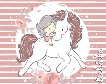 Bio Sommersweat #My Unicorn Stripes rose // Einhorn, Pferd, Pony // Katschinka