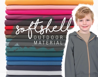 Softshell Stoff Meterware wasserabweisend, winddicht & warm mit Fleece-Innenseite Outdoorstoff zum Nähen von Jacken Hosen Kinderbekleidung