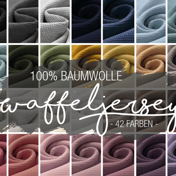 14,90EUR/m | Waffelstrickjersey | 100% Baumwolle | Waffelstoff | Waffelstrick | Jersey Waffel | Waffeljersey - verschiedene Farben