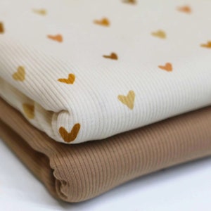 Herzen Rippjersey schmale Rippen / Rippstoff / Rippenjersey / Jersey rib / Ribstrick