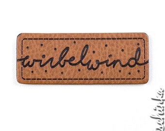 Kunstleder Label - Wirbelwind (1 Stück), Handmade, Etiketten, Kunstleder-Labels, Kleidungsetiketten