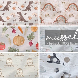 9,99 EUR/0,5m /// Musselin Stoff printed  / 100 % Baumwolle / Musselintuch / Double Gauze / Musselinstoff - verschiedene Designs