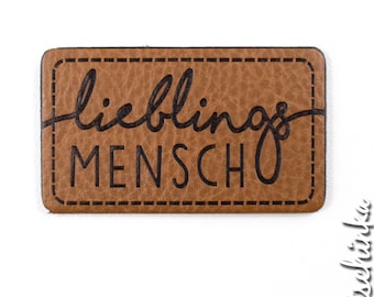 Kunstleder Label - Lieblingsmensch (1 Stück), Handmade, Etiketten, Kunstleder-Labels, Kleidungsetiketten