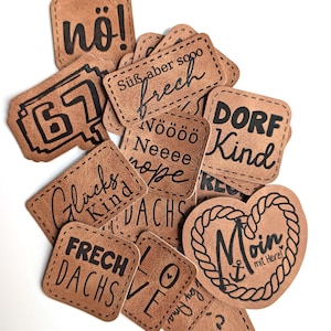 Kunstleder Label aufbügelbar / Aufnäher  - verschiedene Designs, Etiketten, Kunstleder-Labels | Kleidungsetiketten  | DIY | Iron on