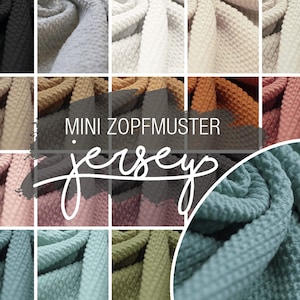 7,45 EUR/0,5m /// Mini Zopfmuster Jersey / Zopfjersey / Jersey Strick Stoff / Ökotex Standard 100 - verschiedene Farben