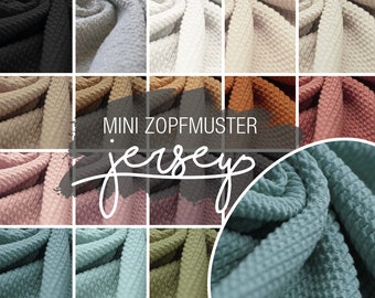 7,45 EUR/0,5m /// Mini Zopfmuster Jersey / Zopfjersey / Jersey Strick Stoff / Ökotex Standard 100 - verschiedene Farben