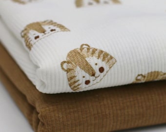 Ribjersey Skizze Löwen ecru Löwen 7113 schmale Rippen / Rippstoff / Rippenjersey / Jersey rib / Ribstrick