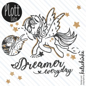 Miss Dreamer- Plottdatei zum selber plotten, Pony Einhorn, Pferd