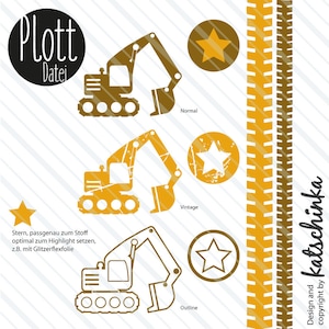 Bagger - Plottdatei zum selber plotten, Baustelle, Fahrzeuge