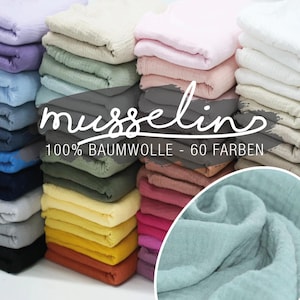 Musselin Baumwollstoff Meterware Double Gauze Uni Ökotex XL Tuch Baby Kinder Spucktuch Windelstoff Schal Halstuch DIY Kreativbedarf Nähen