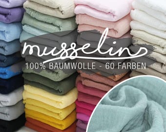 Musselin Baumwollstoff Meterware Double Gauze Uni Ökotex XL Tuch Baby Kinder Spucktuch Windelstoff Schal Halstuch DIY Kreativbedarf Nähen