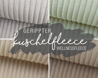 Gerippter Kuschelfleece Wellnessfleece Fleece Stoff Minky Plüsch Farbauswahl