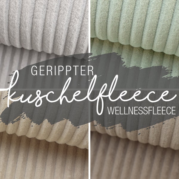 Gerippter Kuschelfleece Wellnessfleece Fleece Stoff Minky Plüsch Farbauswahl