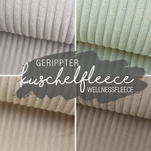 Gerippter Kuschelfleece Wellnessfleece Fleece Stoff Minky Plüsch Farbauswahl