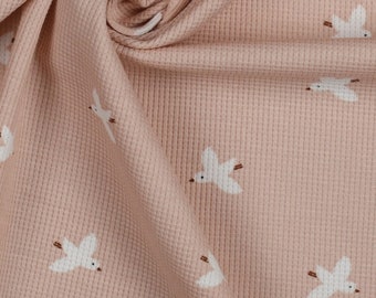 16,90EUR/m Waffeljersey "BIRDS" by Poppy Lightrose 011 | Waffelstoff | Strickstoff | Katschinka